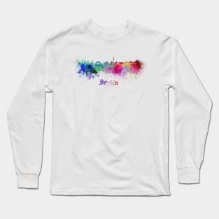 Berlin skyline in watercolor Long Sleeve T-Shirt